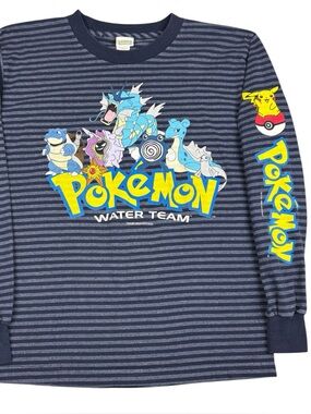 Vintage 1999 Pokémon Water Team Nintendo Shirt Striped Youth XL